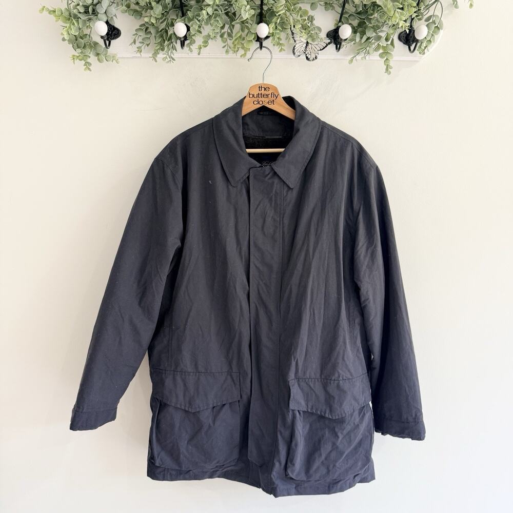 mens Brooks Brothers Overcoat Relaxed Dark Gray/navy Size Medium